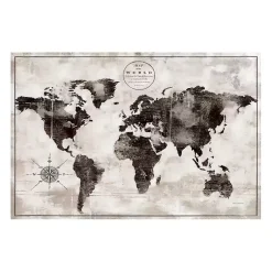 Kirklands Home Canvas Art|Black and White World Map Giclee Canvas Art Print