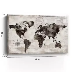 Kirklands Home Canvas Art|Black and White World Map Giclee Canvas Art Print