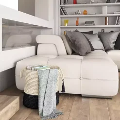 Hot Black and White Woven Basket with Tassel, 19 in. Baskets & Boxes