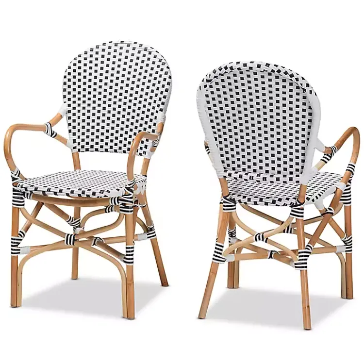 Kirklands Home Dining Chairs|Black and White Woven Dining Chairs, Set of 2