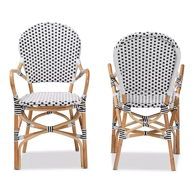 Kirklands Home Dining Chairs|Black and White Woven Dining Chairs, Set of 2