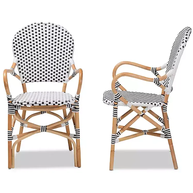 Kirklands Home Dining Chairs|Black and White Woven Dining Chairs, Set of 2