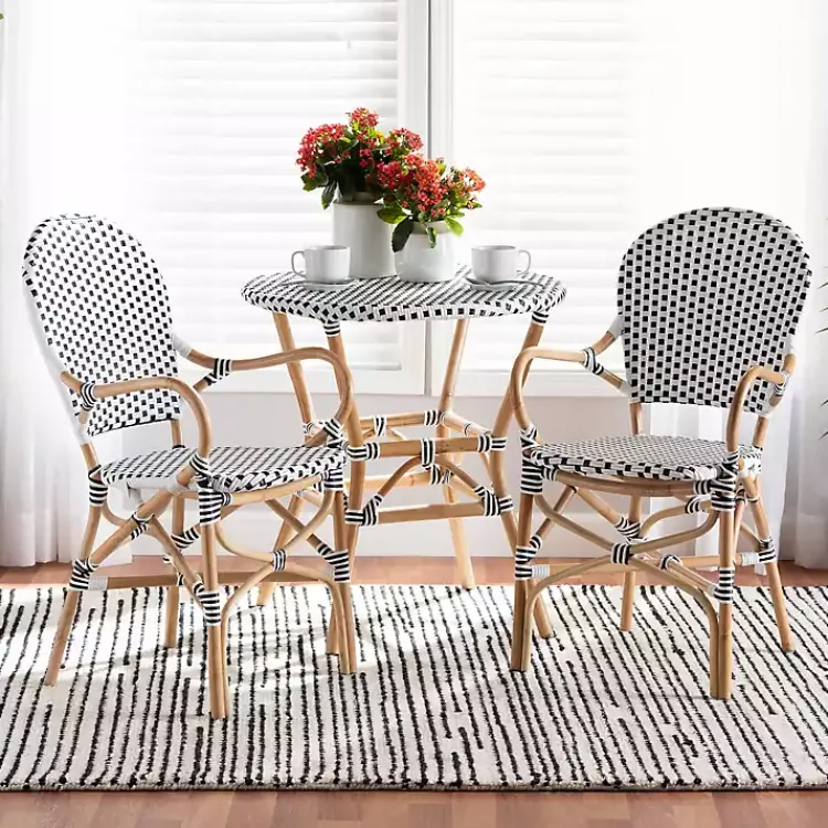 Kirklands Home Dining Chairs|Black and White Woven Dining Chairs, Set of 2