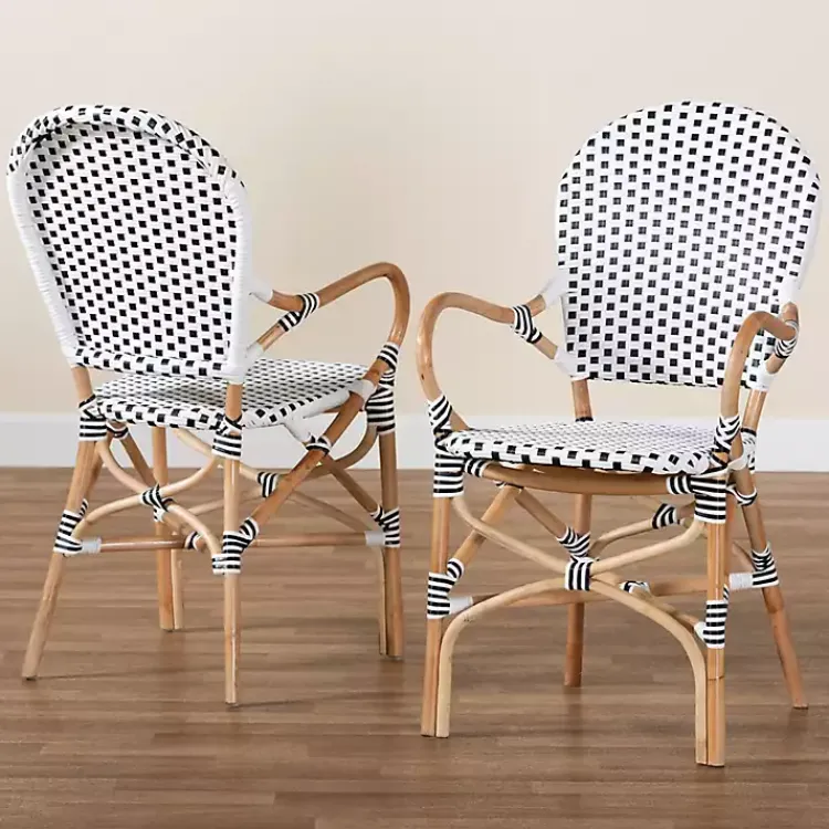Kirklands Home Dining Chairs|Black and White Woven Dining Chairs, Set of 2