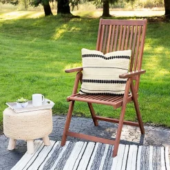 Kirklands Home Outdoor Cushions & Pillows|Black and White Woven Stripe Indoor/Outdoor Pillow