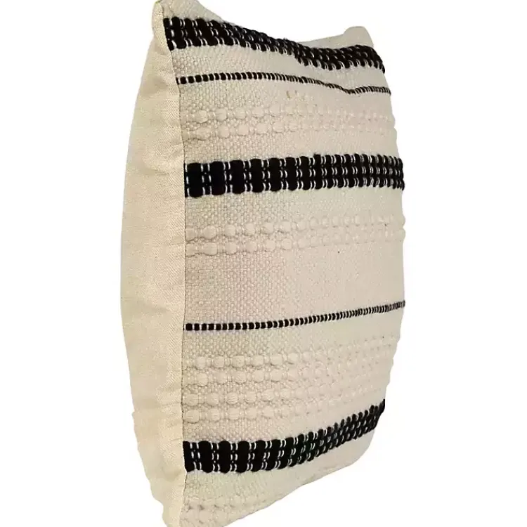 Kirklands Home Outdoor Cushions & Pillows|Black and White Woven Stripe Indoor/Outdoor Pillow