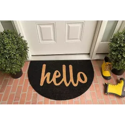 Kirklands Home Doormats|Arch Hello Doormat Black