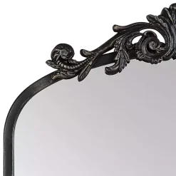 Kirklands Home Decorative Mirrors|Black Arch Ornate Crown Full Length Wall Mirror