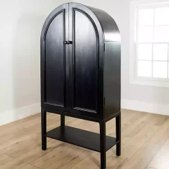 Kirklands Home Cabinets & Sideboards|Black Arch Wood Bar Cabinet