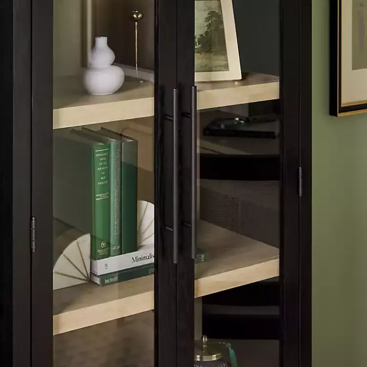 Kirklands Home Bookshelves|Arched Glass Doors Chantelle Bookcase Black