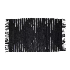 Kirklands Home Accent Rugs|Black Artisanal Leather Diamond Scatter Rug