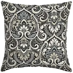 Kirklands Home Outdoor Cushions & Pillows|Aurora Damask Outdoor Pillow Black