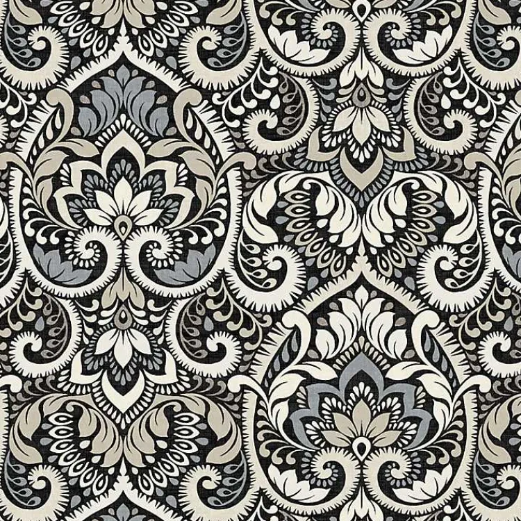 Kirklands Home Outdoor Cushions & Pillows|Aurora Damask Outdoor Pillow Black