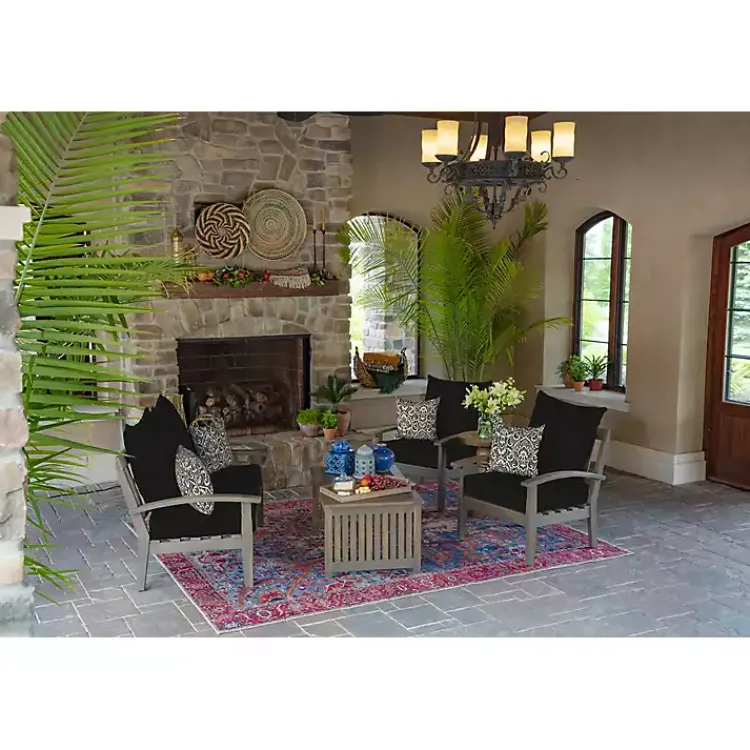 Kirklands Home Outdoor Cushions & Pillows|Aurora Damask Outdoor Pillow Black