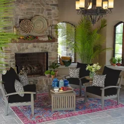 Kirklands Home Outdoor Cushions & Pillows|Aurora Damask Outdoor Pillow Black