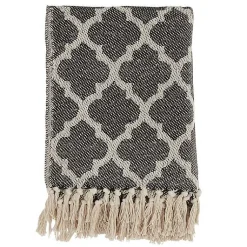 Outlet Black Beige Fringe Geometric Throw Blanket Blankets & Throws