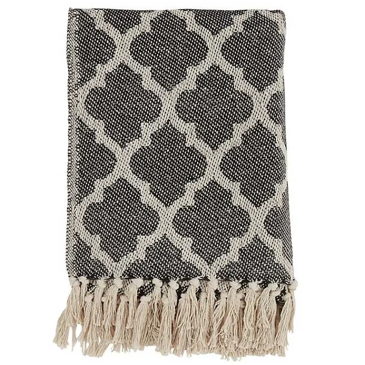 Outlet Black Beige Fringe Geometric Throw Blanket Blankets & Throws