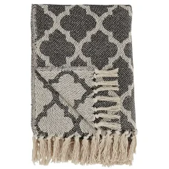 Outlet Black Beige Fringe Geometric Throw Blanket Blankets & Throws