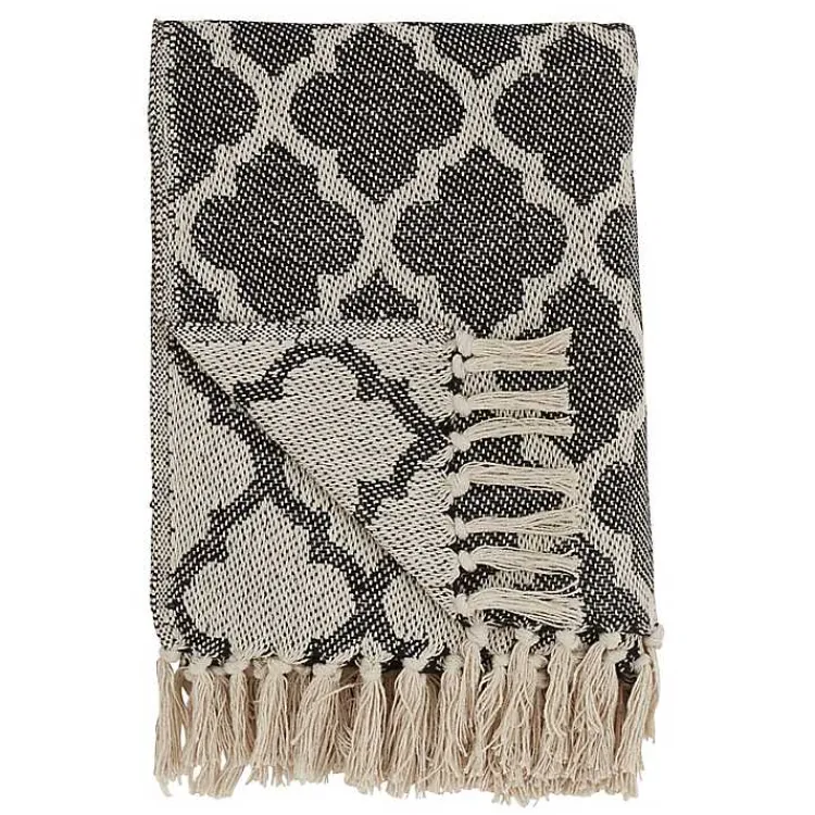 Outlet Black Beige Fringe Geometric Throw Blanket Blankets & Throws