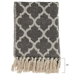 Outlet Black Beige Fringe Geometric Throw Blanket Blankets & Throws