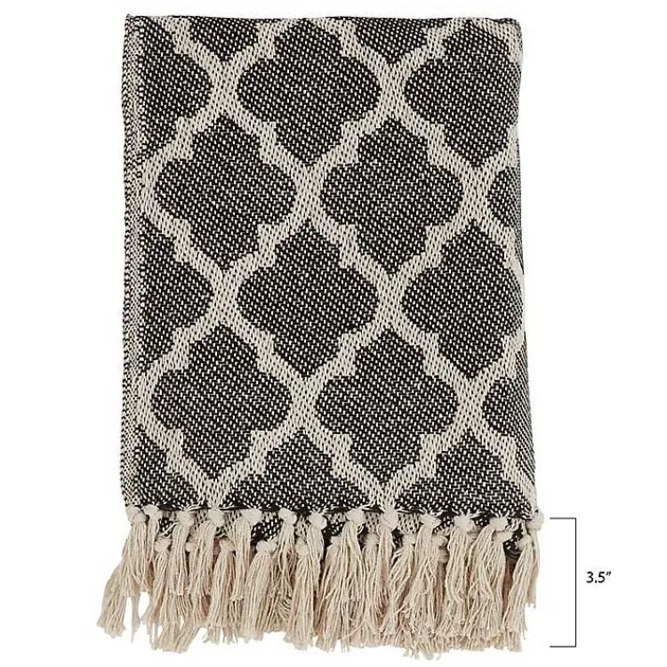 Outlet Black Beige Fringe Geometric Throw Blanket Blankets & Throws