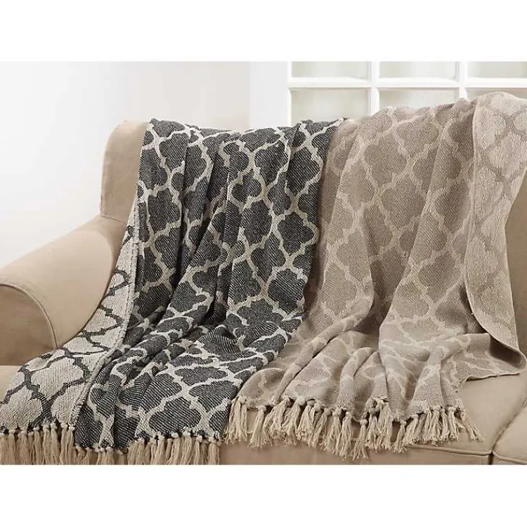 Outlet Black Beige Fringe Geometric Throw Blanket Blankets & Throws