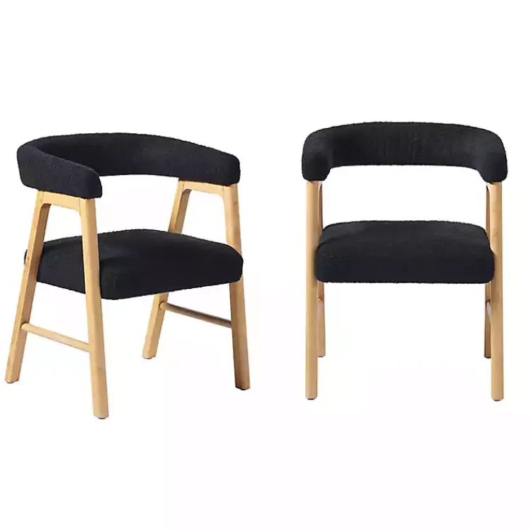 Kirklands Home Dining Chairs|Boucle Curved Ezra Dining Chairs, Set of 2 Black