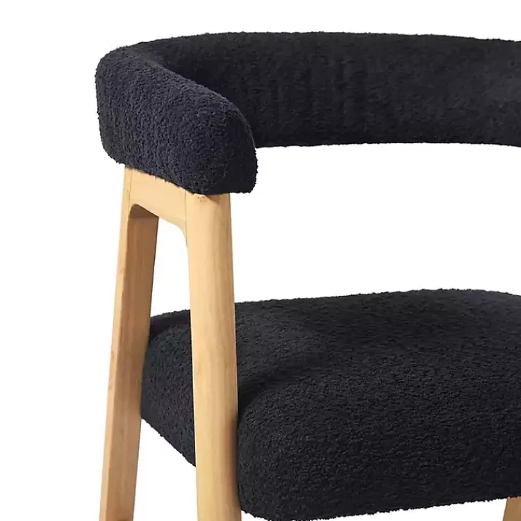 Kirklands Home Dining Chairs|Boucle Curved Ezra Dining Chairs, Set of 2 Black