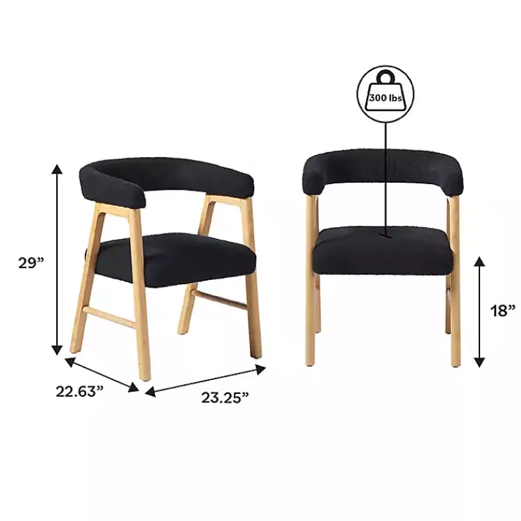 Kirklands Home Dining Chairs|Boucle Curved Ezra Dining Chairs, Set of 2 Black