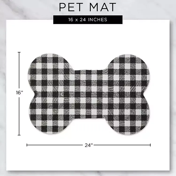 Kirklands Home Kitchen & Floor Mats|Black Buffalo Check Bone Pet Bowl Mat