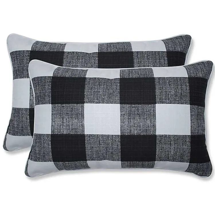 Kirklands Home Outdoor Cushions & Pillows|Buffalo Check Lumbar Pillows, Set of 2 Black