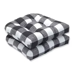 Kirklands Home Outdoor Cushions & Pillows|Buffalo Check Wicker Seat Cushions, Set of 2 Black