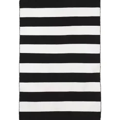 Kirklands Home Outdoor Rugs|Black Cabana Stripe Indoor/Outdoor Area Rug, 5x7