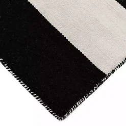 Kirklands Home Outdoor Rugs|Black Cabana Stripe Indoor/Outdoor Area Rug, 5x7