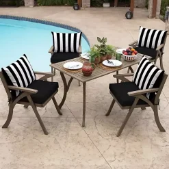 Kirklands Home Outdoor Cushions & Pillows|Cabana Stripe Outdoor Lumbar Pillow Black