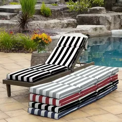 Kirklands Home Outdoor Cushions & Pillows|Cabana Stripe Outdoor Chaise Cushion Black