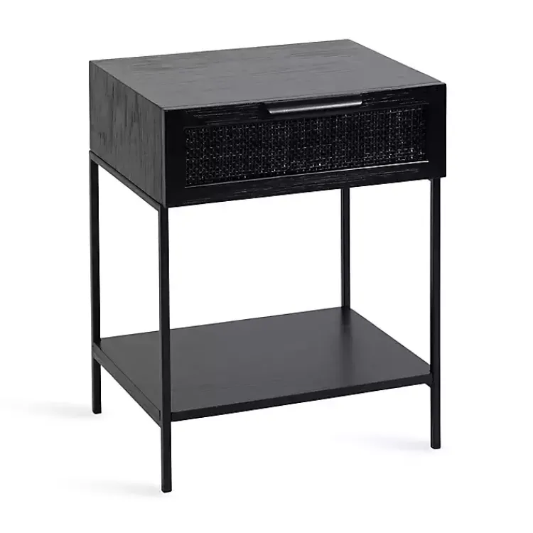Kirklands Home Accent & End Tables|Cane Drawer Accent Table Black