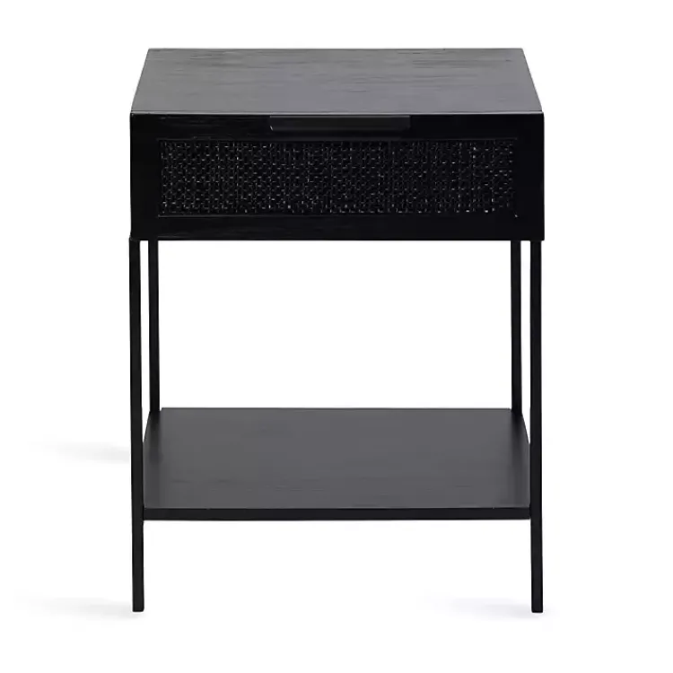 Kirklands Home Accent & End Tables|Cane Drawer Accent Table Black