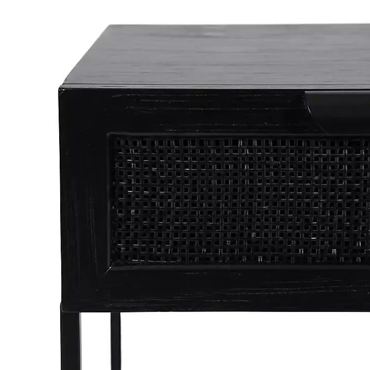 Kirklands Home Accent & End Tables|Cane Drawer Accent Table Black