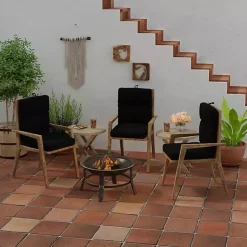 Kirklands Home Outdoor Cushions & Pillows|Canvas French Edge Outdoor Chair Cushion Black