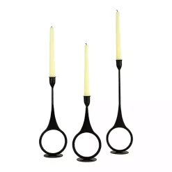 Hot Cast Iron Ring 3-pc. Taper Candle Holders Candle Holders