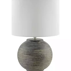 Kirklands Home Table Lamps|Black Ceramic Carved Lyon Table Lamp White