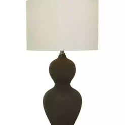 Kirklands Home Table Lamps|Black Ceramic Hourglass Simple Large Table Lamp White