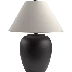 Kirklands Home Table Lamps|Black Ceramic Round Table Lamp White