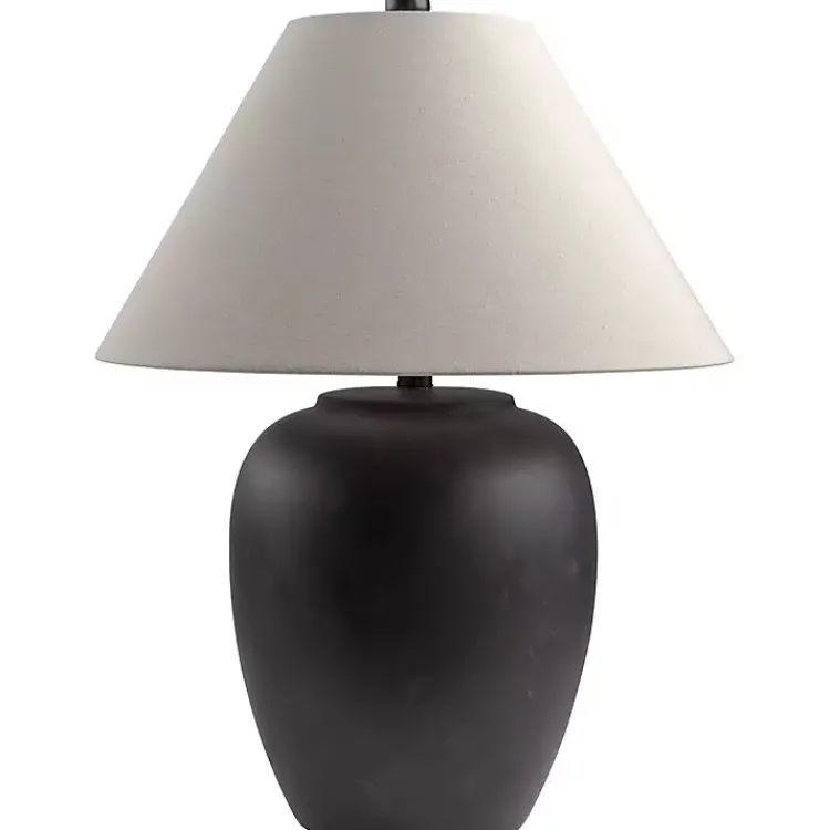 Kirklands Home Table Lamps|Black Ceramic Round Table Lamp White