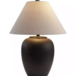 Kirklands Home Table Lamps|Black Ceramic Round Table Lamp White