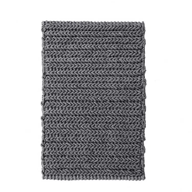 Kirklands Home Bathroom Rugs|Chenille Chain Stitched Bath Mat, 40 in. Black
