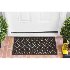 Kirklands Home Doormats|Circles Rubber Doormat Black
