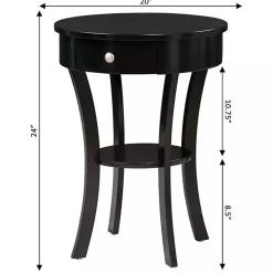 Kirklands Home Accent & End Tables|Curved Legs Round Drawer Accent Table Black