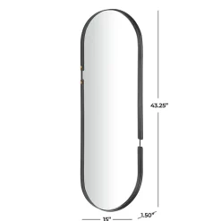 Kirklands Home Decorative Mirrors|Black Cut Metal Gold Accents Oblong Wall Mirror